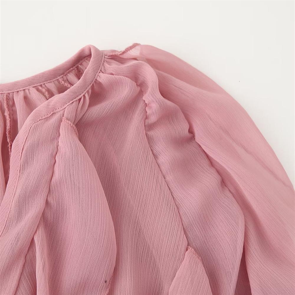 2025 Spring/Summer Women's Casual V-Neck Layered Long-Sleeve Shirt