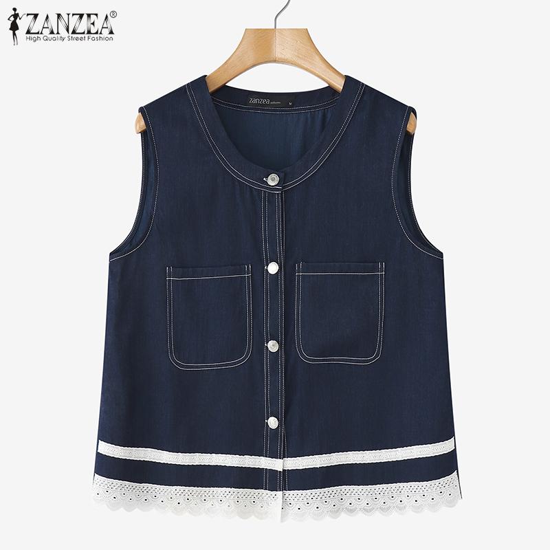 ZANZEA Women Casual Round Neck Summer Sleeveless Vest Tops
