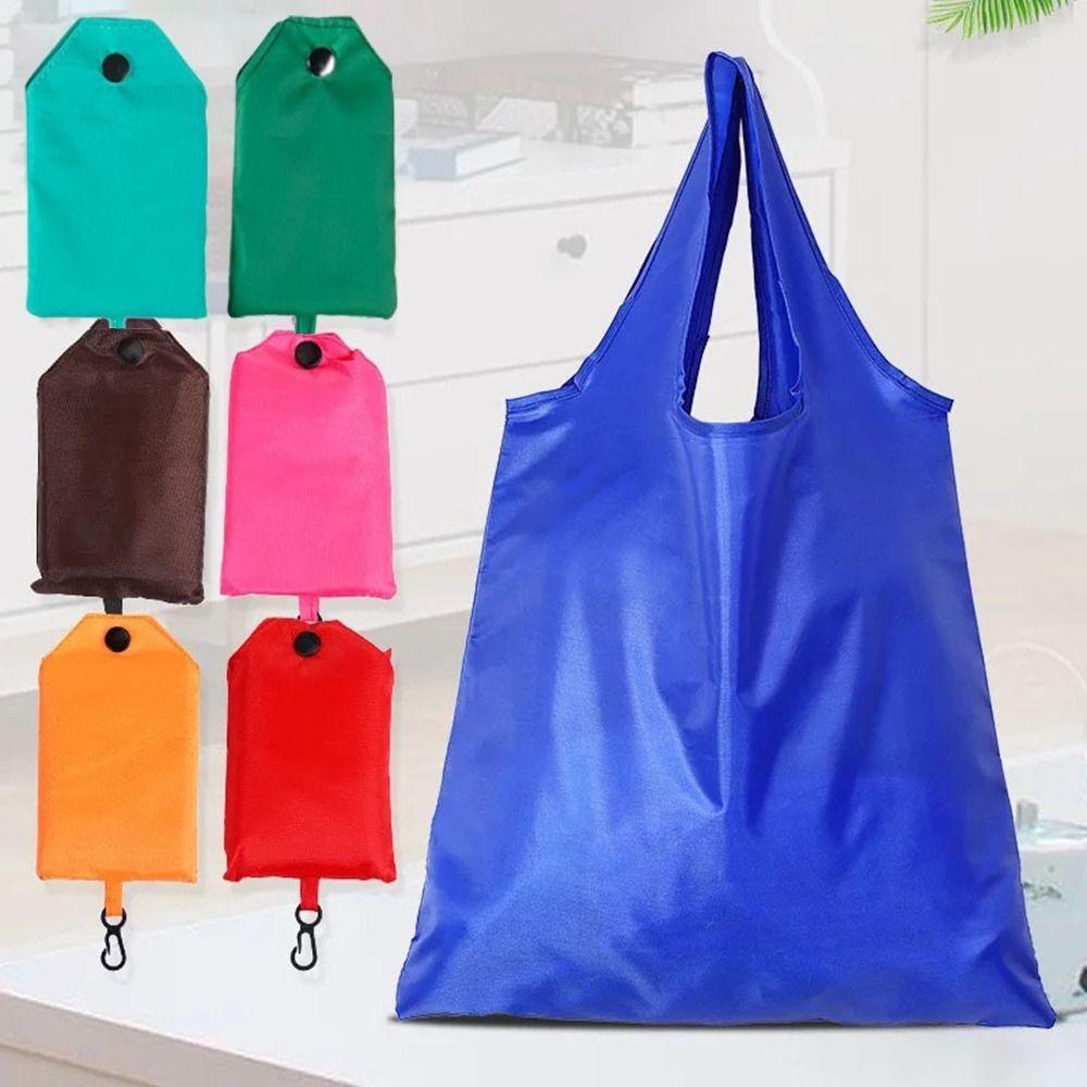 Practical Polyester Solid Color Shopping Bag Eco-friendly Foldable Grocery Package Bags Reusable Washable Grocery Purse Travel