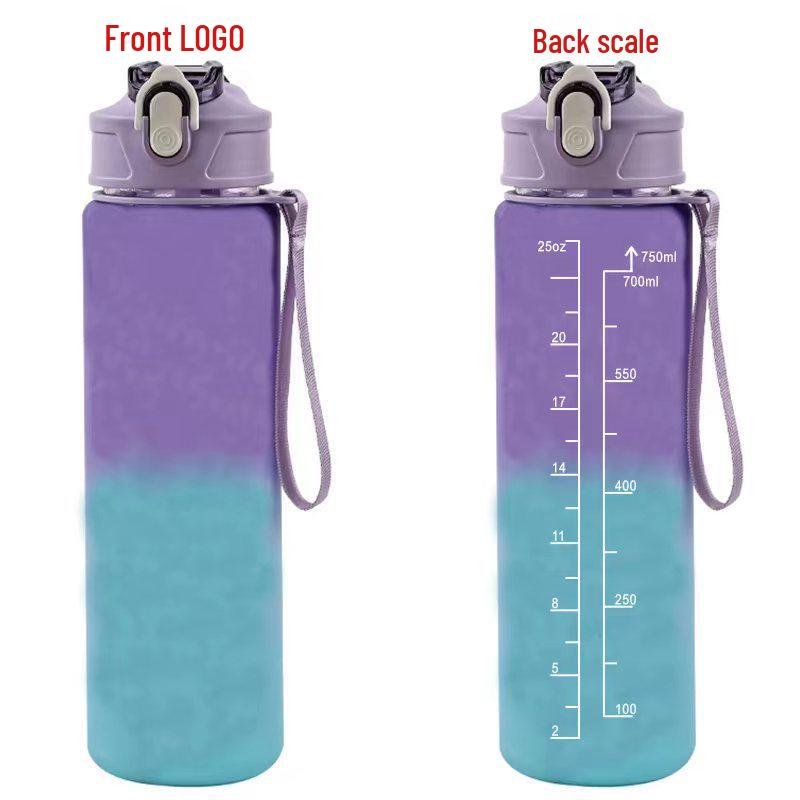 2000ml Stylish Women's Water Bottle with Straw & Scale - Portable for Outdoor & Sports