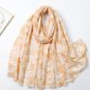 Bronzing Silk Road Flower Language Satin Cotton Printing Long Towel Factory Sales Travel Vacation Sunscreen Shawl
