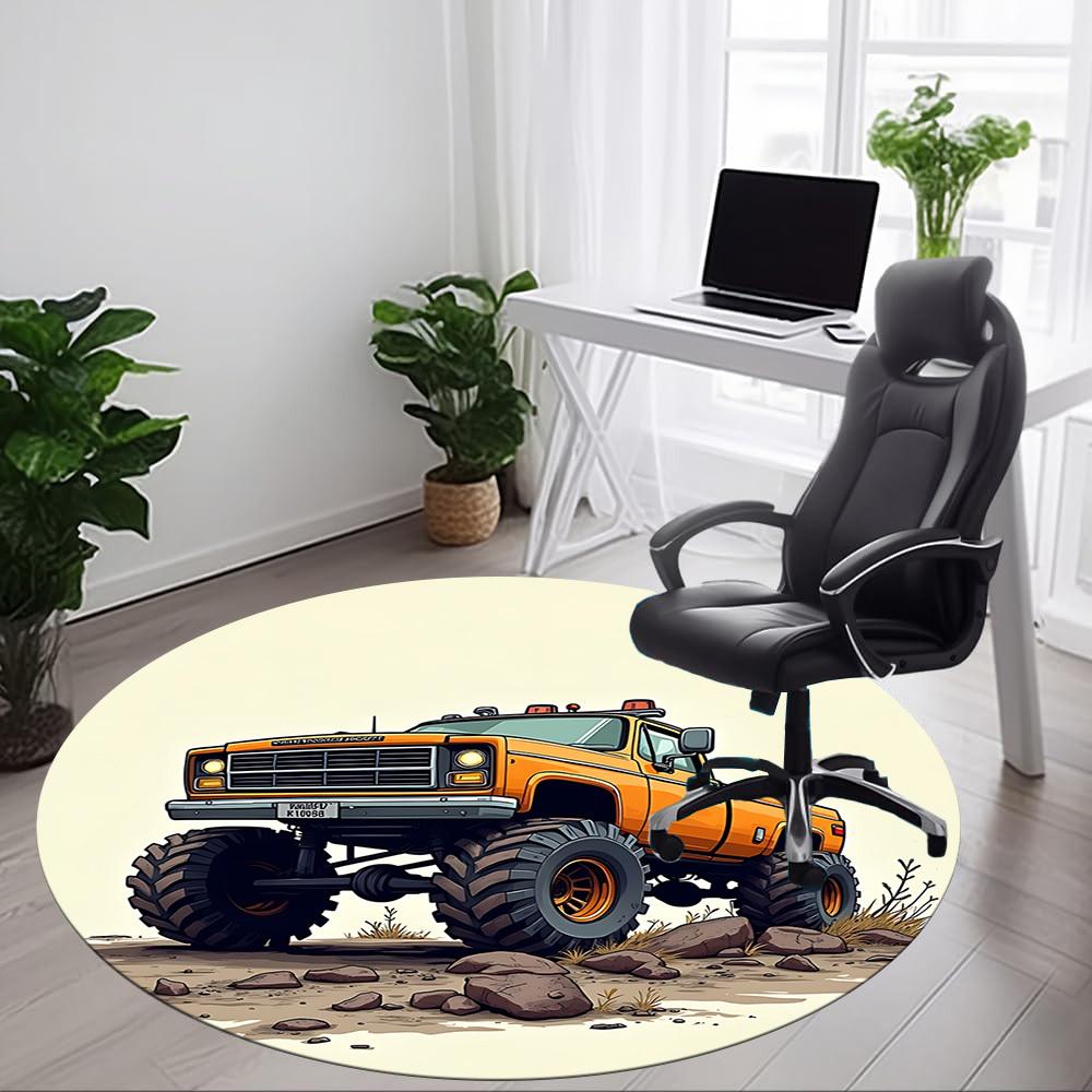 1pc Monster Truck Adventure Chair Carpet for Office Non-Slip, Rug for Office, Room, Good Gift for Family or Friends, Yy251226161