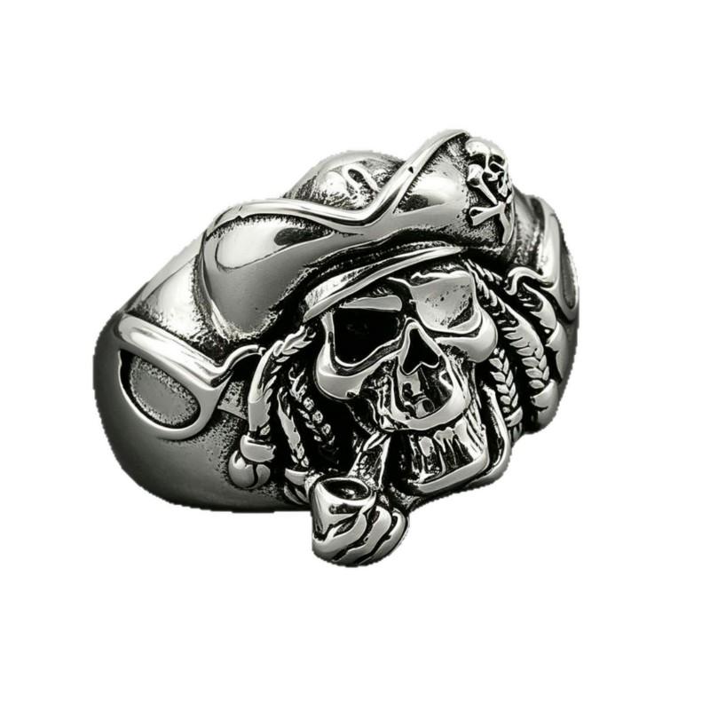 Adjustable Open Skull Ring Vintage Pirate Style Copper Statement Jewelry Men Women
