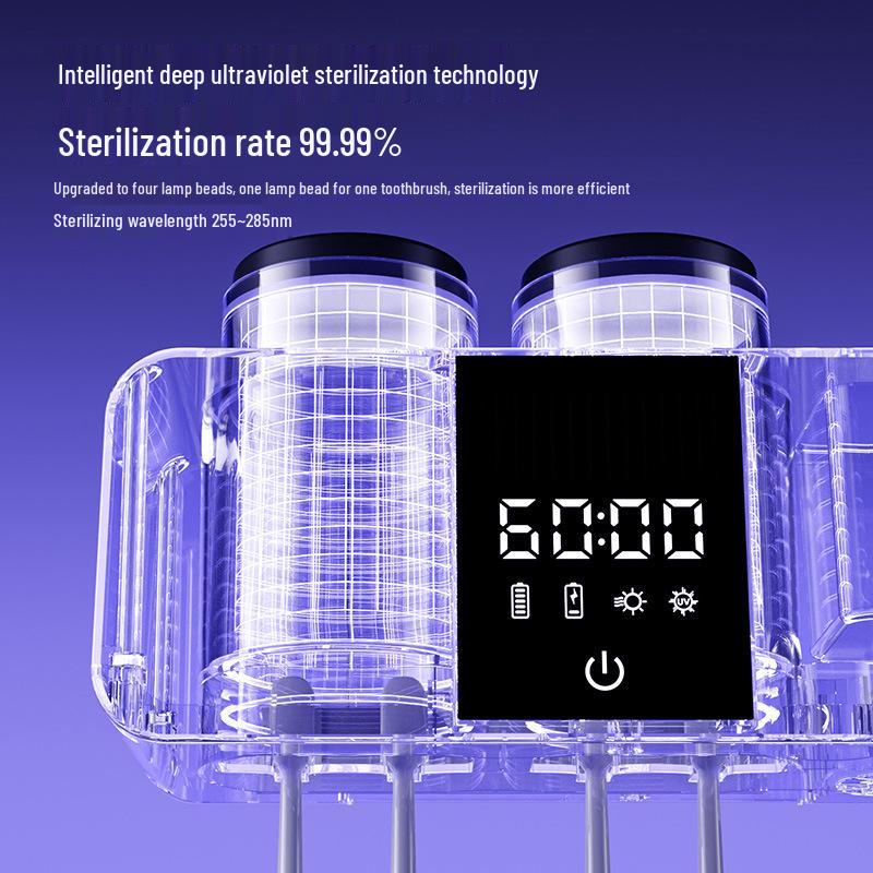 Smart Wall-Mounted Toothbrush Holder & UV Sterilizer with LCD Drying Feature
