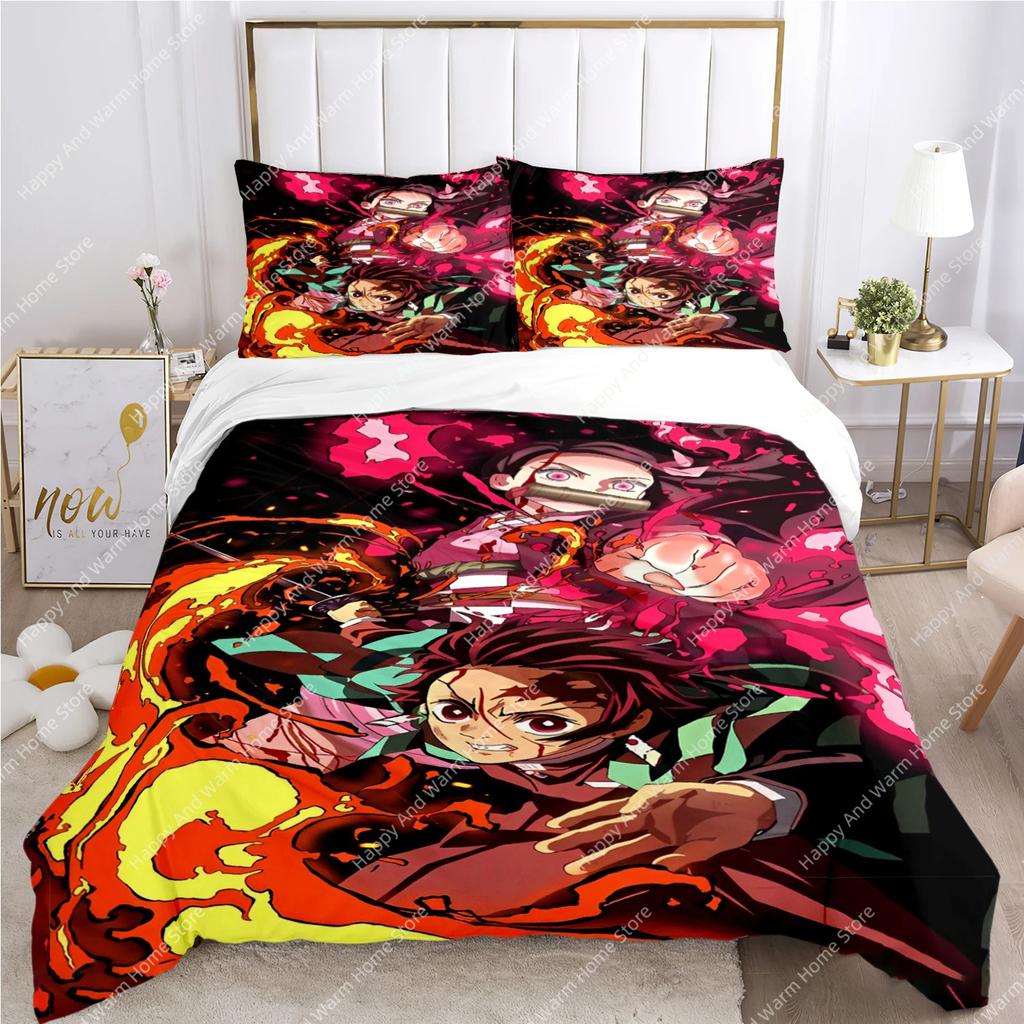 Carton D-Demon-Sla Anime Al Season Soft Duvet Cover Comforter Beding Set Soft Comfortable Quilt Cover Plus Pilowcases Single/Double/Quen/King