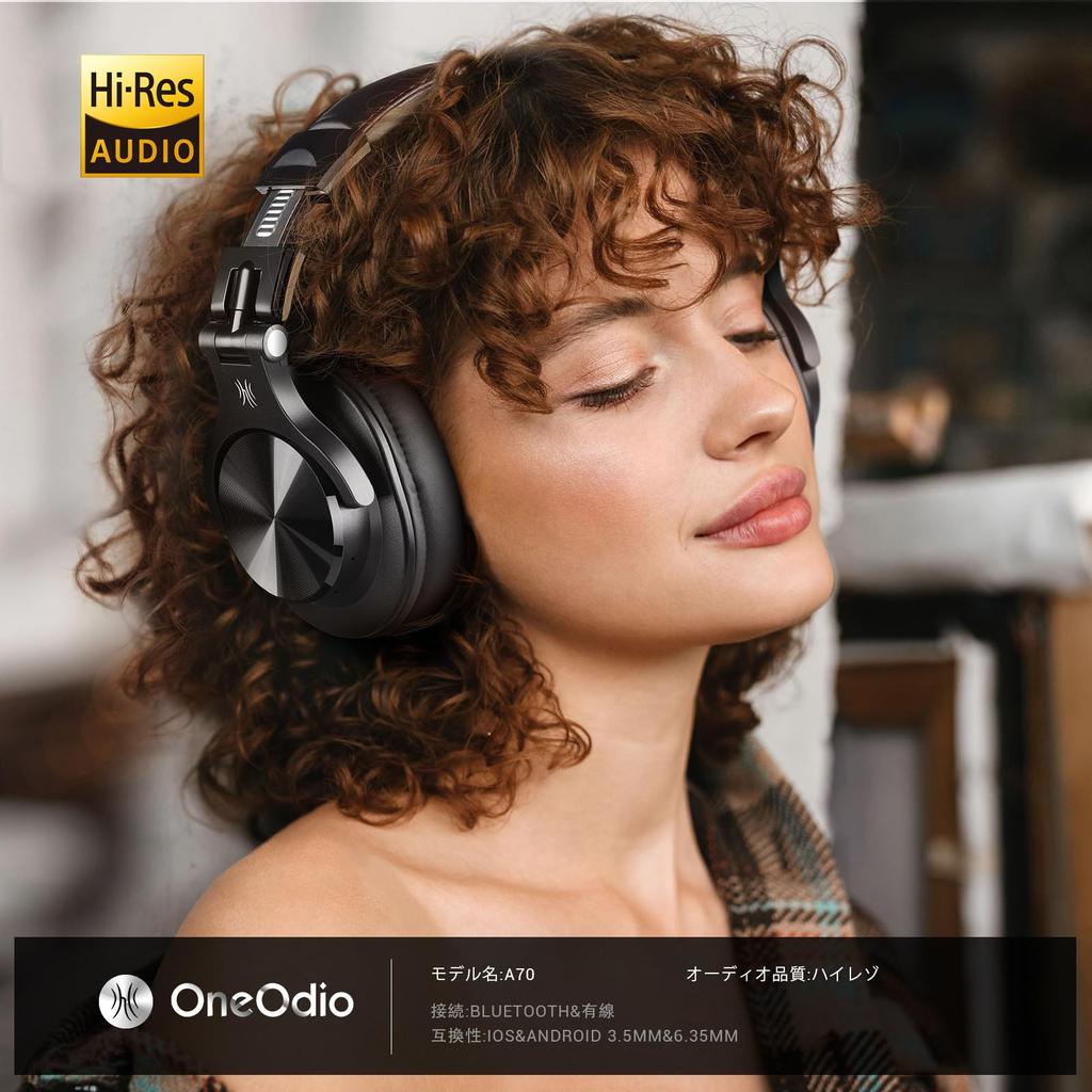 OneOdio A70 Wireless Headphones, 72 Hours Playtime, Bluetooth Headphones, Dual-Use Wired and Wireless, Over-Ear Headphones with Mic, DJ Headphones,