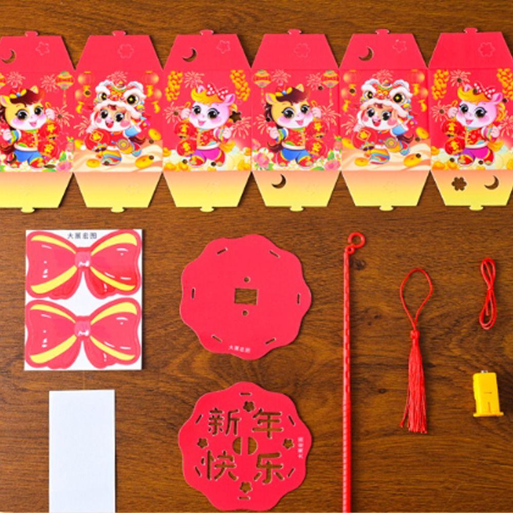 Ancient Chinese New Year Lantern Cartoon Traditional 2026 Horse Year Lantern Luminous Paper Craft Portable Horse Lantern