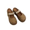 Spring 2025 thick-bottomed bag head half slippers women's new bow pearl height increase small Mary Jane sandals