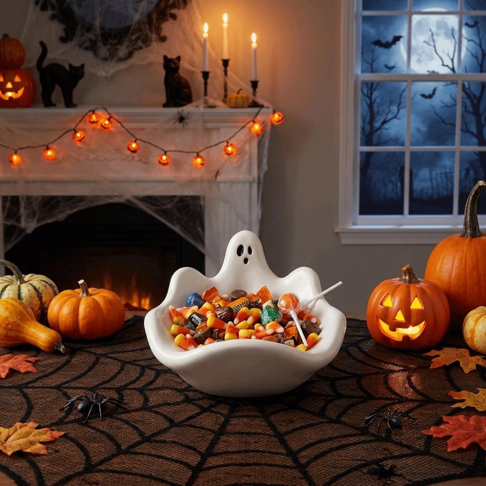 Halloween Theme Ghost Storage Bowl Mold Non-Stick Drip Glue Mold Candy Bowl Mold DIY Handmade Use