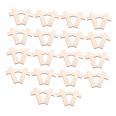 36Pcs Wooden Crosses Crafts, Cross Shape Wooden Chips, Unfinished Wooden Crosses, for Arts Crafts Gift Tags Decoration