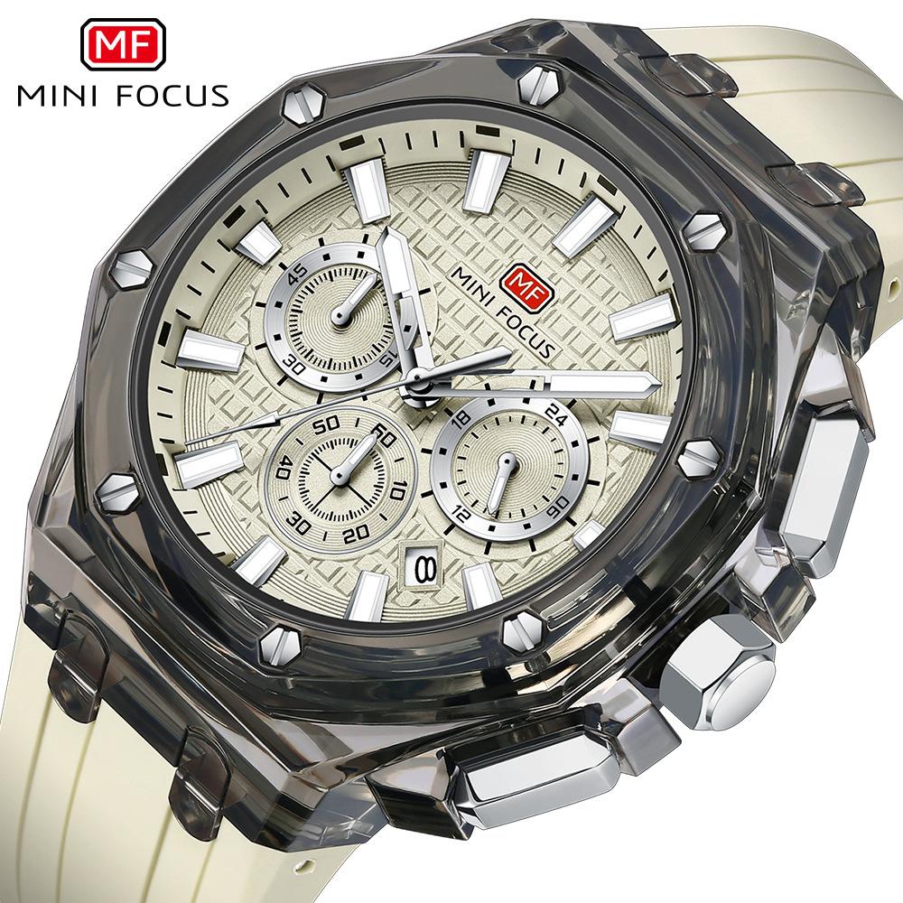 Multifunctional Casual Quartz Watch Mens Watches Waterproof Transparent Case Wrist Watch with Luminous Hands