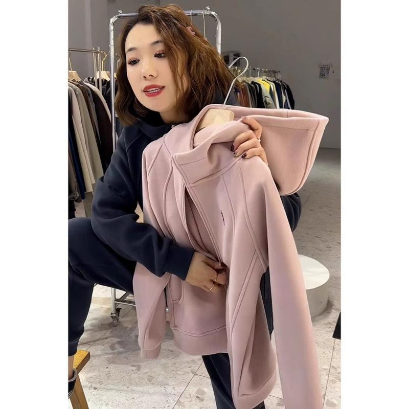 

Pink Hooded Cardigan Sweater Jacket Women s Spring and Autumn New Small Man XXL рожевий