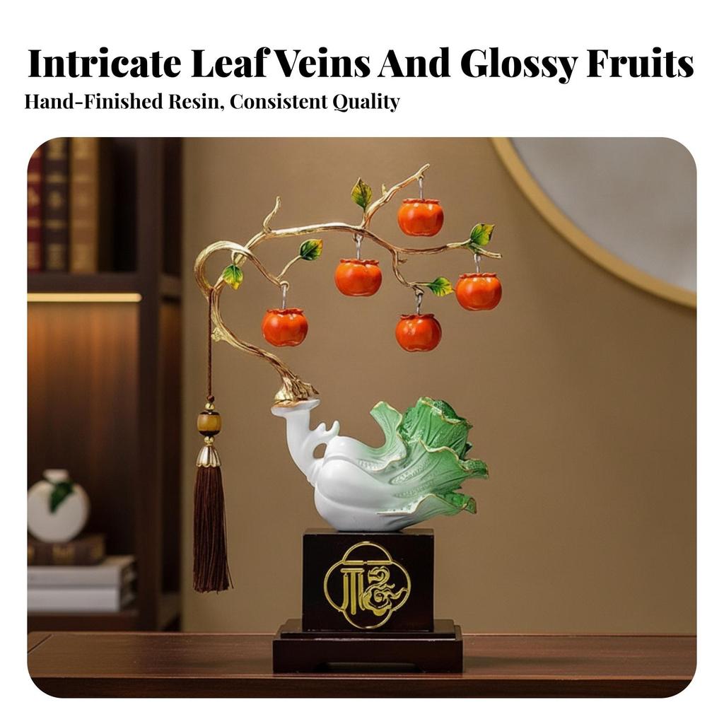 Chinese Cabbage Decoration Feng Shui Statue goldenTrimmed