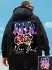 New York Art Word Cartoon Bear Sunset Scenery Design Male Clothing Hip Hop Street Hoodies All-Match Pocket Pullovers Men Hoody