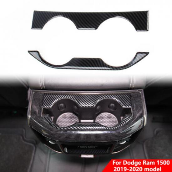 

Carbon Fiber Style Inner Rear Cup Holder Panel trim For Dodge Ram -2025