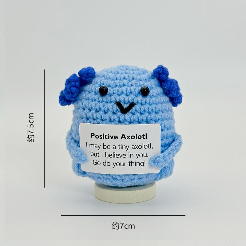 Funny Crochet Positive Energy Axolotl Doll With Card Home Room Decoration New Handmade Knitted Axolotl Desktop Ornament Gifts
