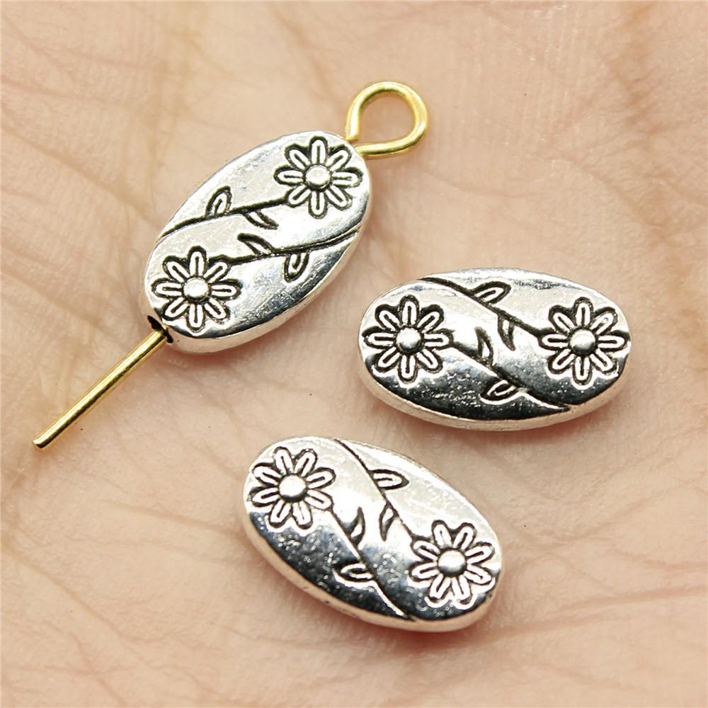 20pcs Flower Small Hole Bead Charms For Jewelry Making DIY Crafts Making Findings Handmade Tibetan Jewelry
