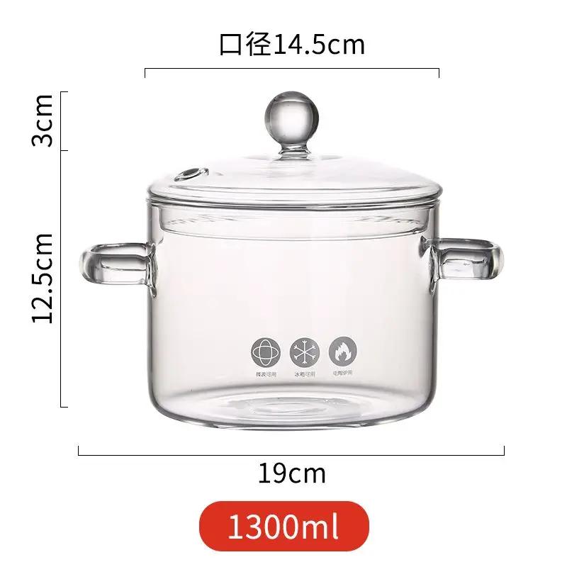 High Borosilicate Glass Saucepan for Cooking, Clear Cooking Pot, Gas Open Fire, High Temperature Resistant, Cookware, New, House