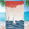Sailing Boat Pattern Digital-printed Polyester Superfine Fiber Double-sided Fleece Beach Vacation Bath Towel, Beach Towel