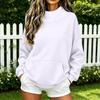 Women's Trendy Casual Color Neck Long Sleeve Loose Fit Pullover Sweatshirt