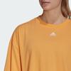 Adidas Oversized Striped Print Tee With Round Neck And Short Sleeves Women Tops Orange H65062