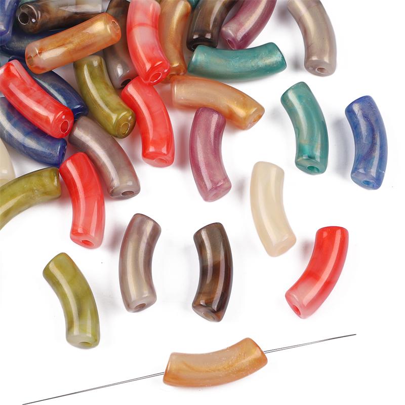 10Pcs Acrylic Gold Powder Double Color Beads For DIY Necklace Bracelet Earrings Jewelry Making Craft Accessories