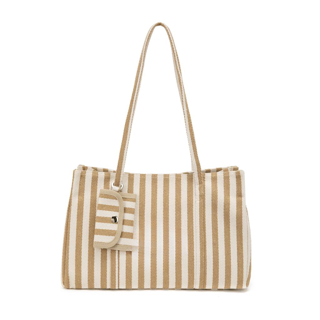 Tote Bag Women's Striped Series Lightweight Commuting Large Capacity Lazy Style Shoulder Bag