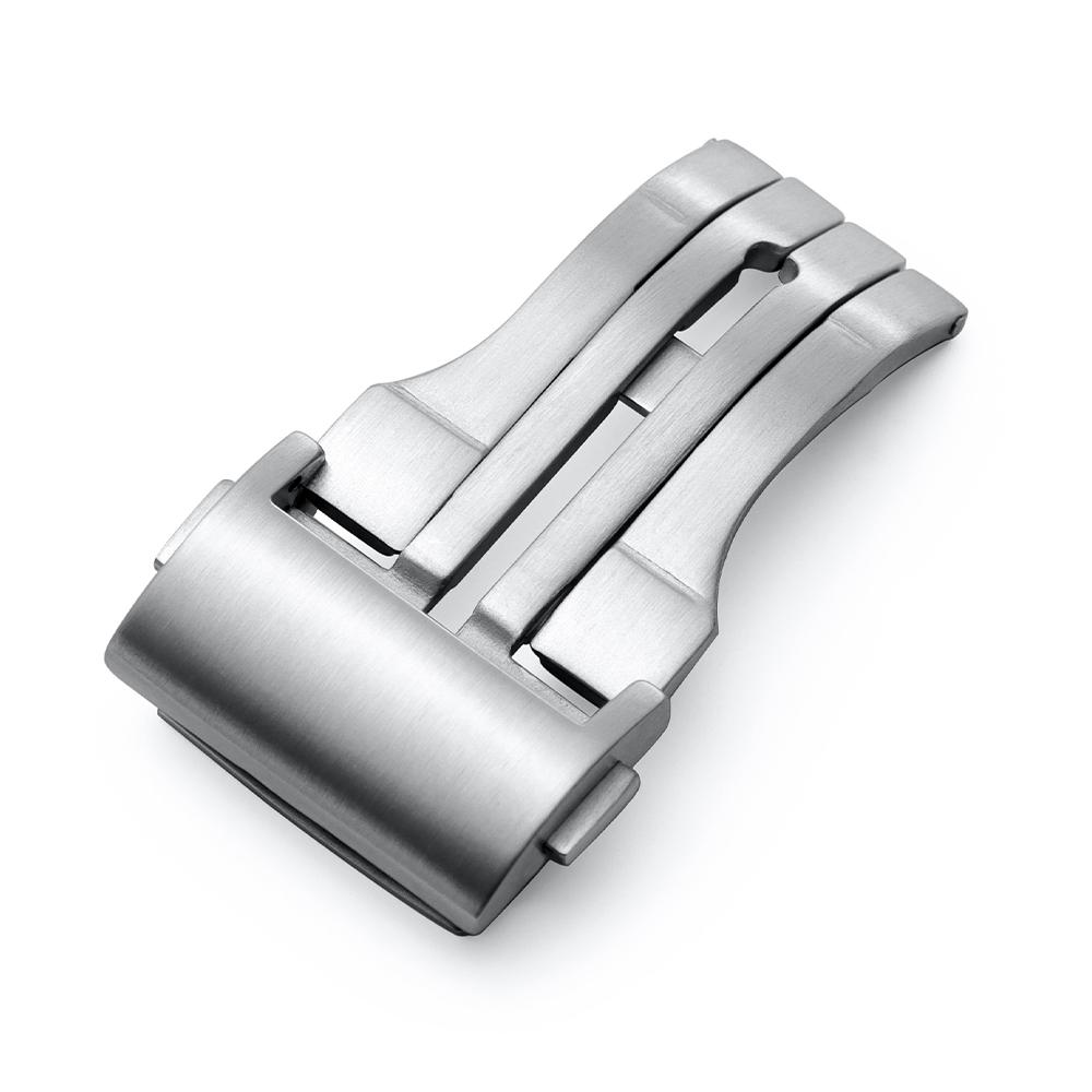 

20/22 мм Пряжка для часов Цельная нержавеющая сталь Матовая Складная безопасная застежка Двойная кнопочная застежка для часов Аксессуары для силиконового ремешка 20mm серебряный