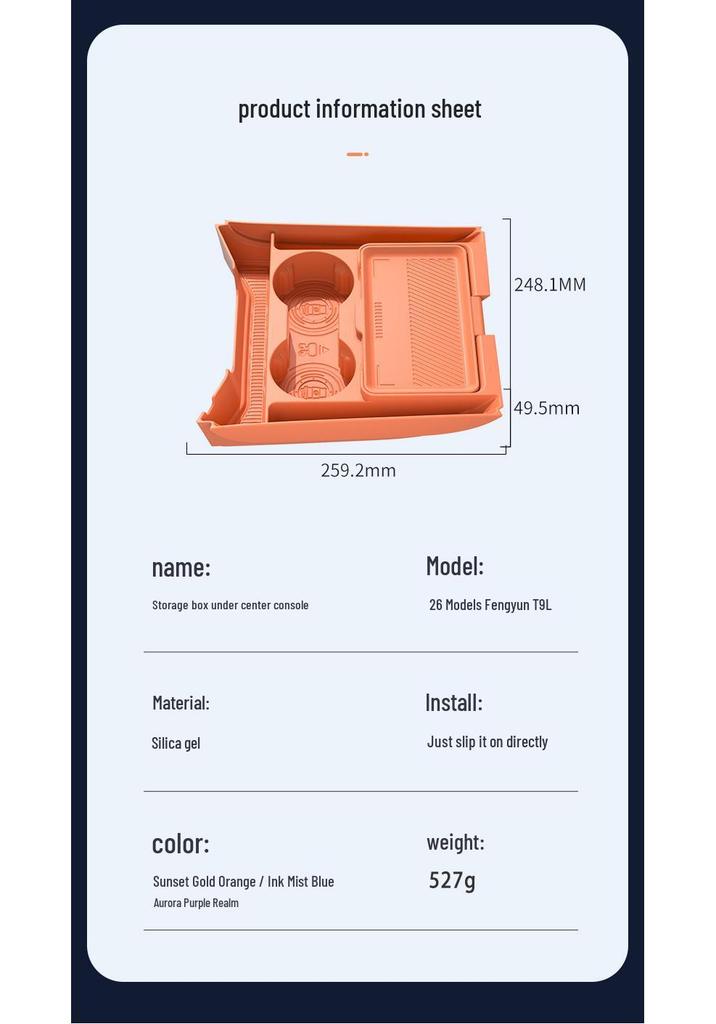 Fengyun T9L Center Console Storage Box: Fits 26 Models, Multi-Functional for Glasses and Accessories
