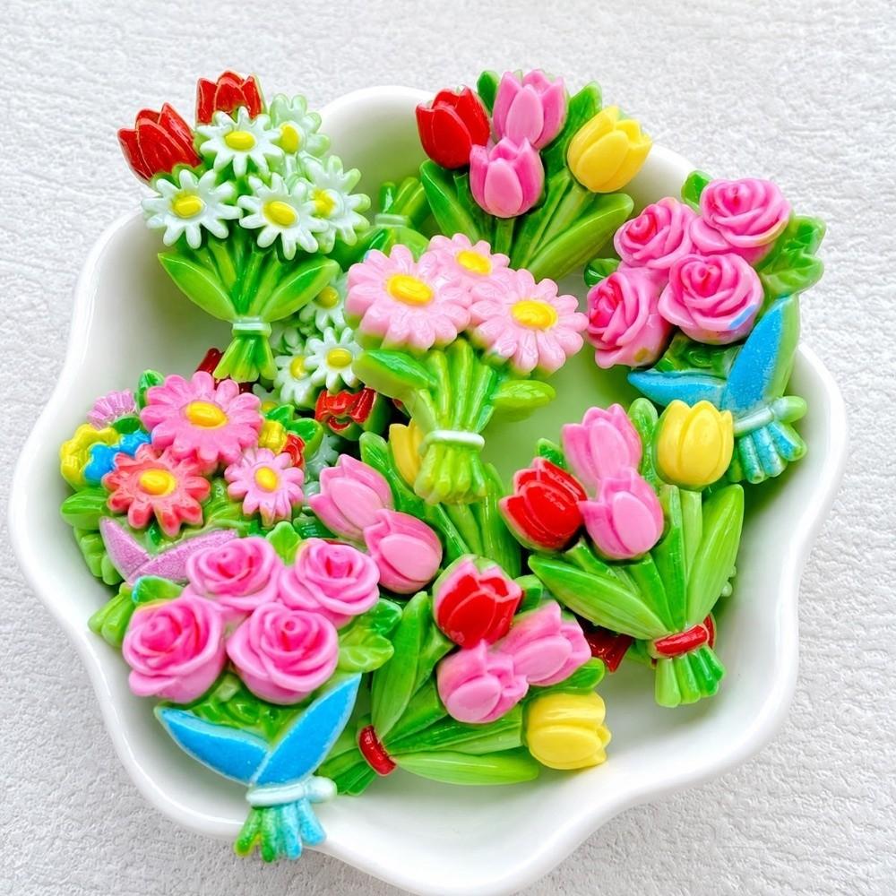 10pcs 3D Colorful Flat Back Stones Flat Back Scrapbook Figurines Craft Charms Hair Accessory Making