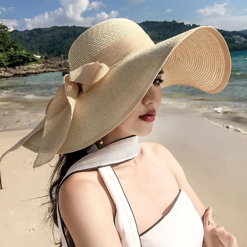 Straw hat, raffia sun hat, sun protection, large edge to show the face, small hat, trendy versatile fashion beach hat
