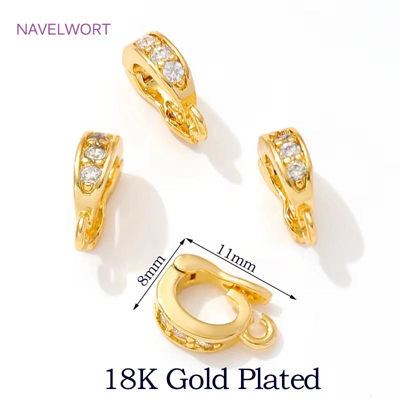 18K Gold Plated Hinged Necklace Enhancer,For Jewelry Making Supplies Pendant Bail Clasps Connector Fastener DIY Accessories