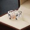 Vintage Block Rose Gold Plated Flower Ring for Women Fashion Style Plated Color Two-Tone Rose Flower Lady Ring Jewelry Gifts