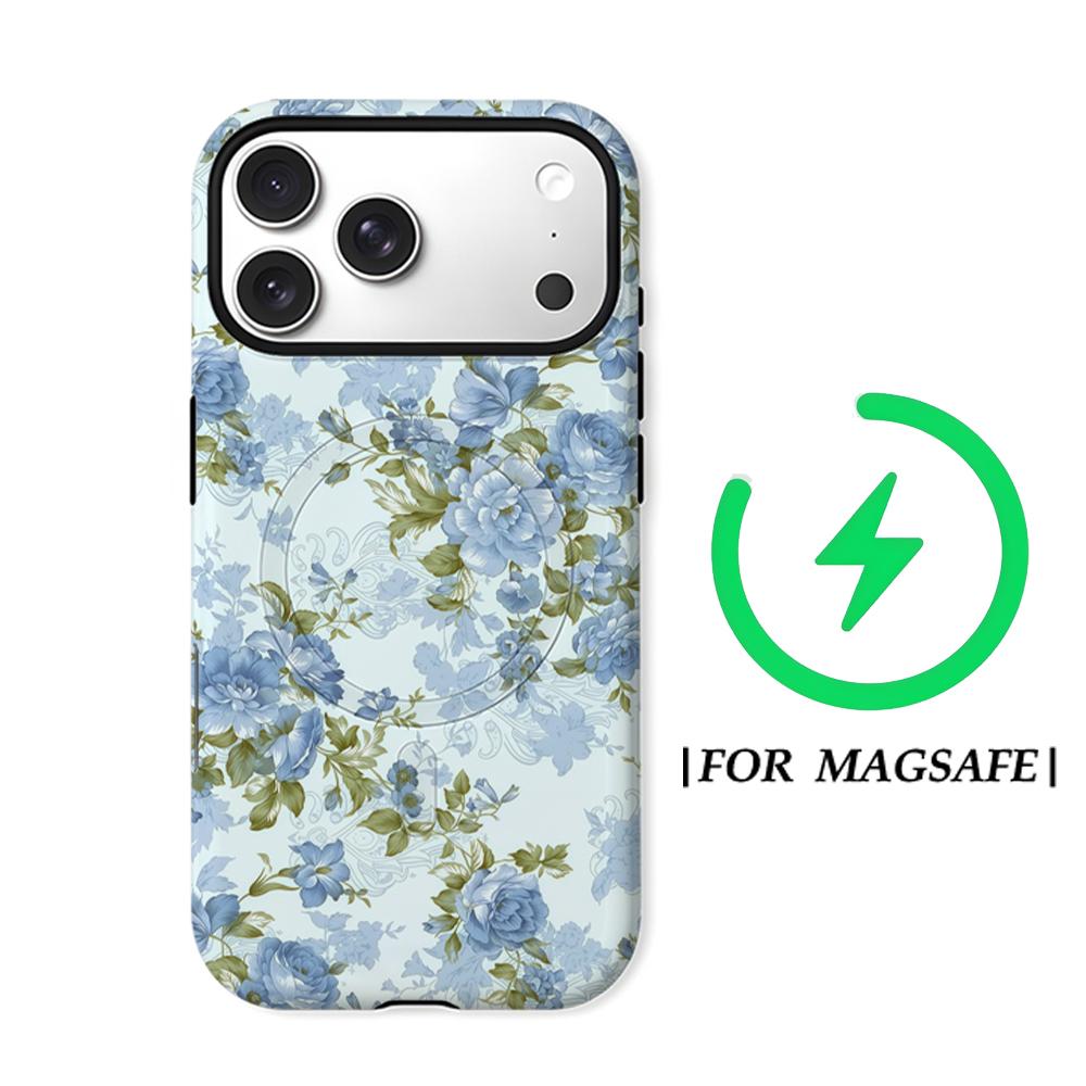 Blue BlossomFor Magnetic Phone Case for IPhone 17 16 15 14 13 Pro Max Plus Single Double-layer Tough Case