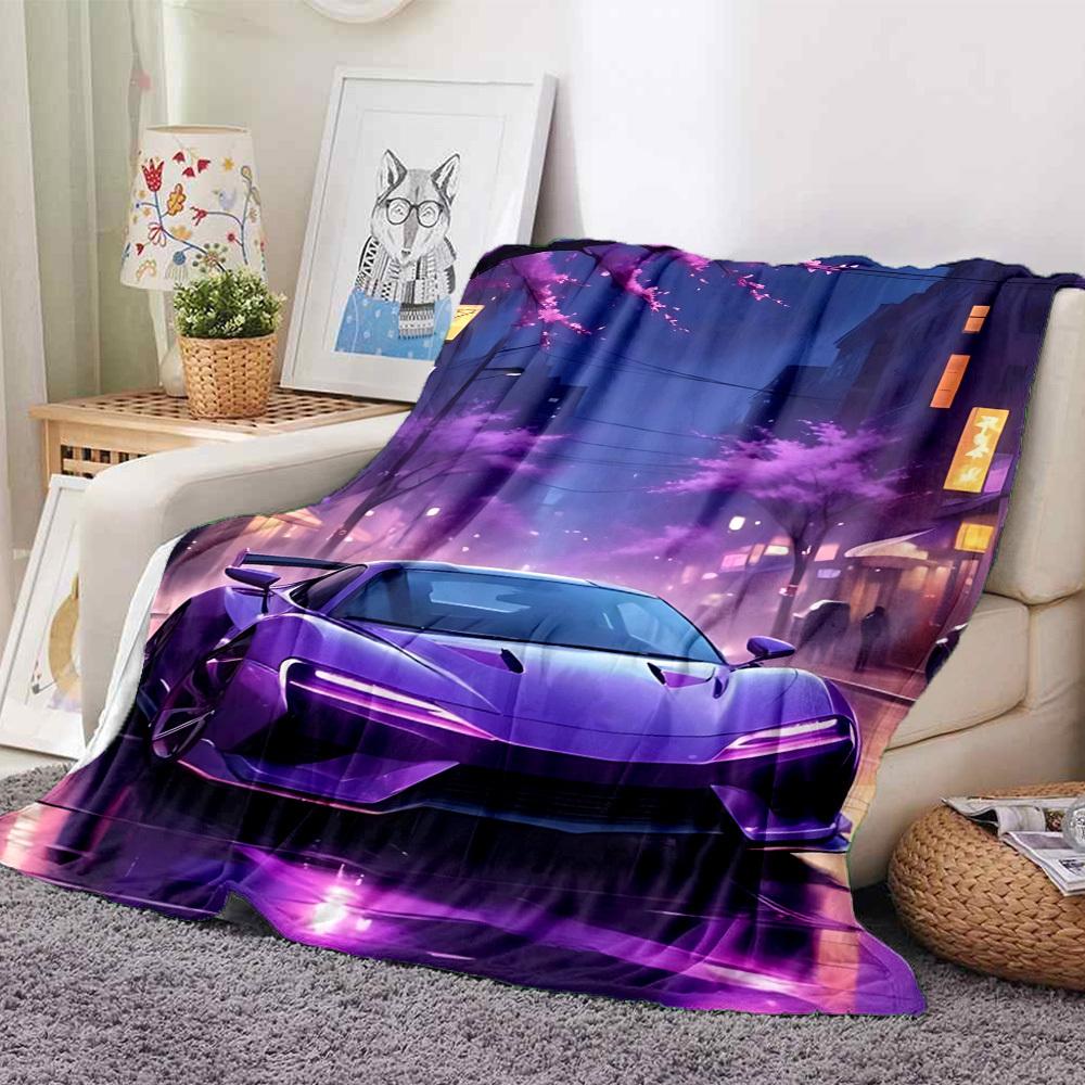 1PC Futuristic Car Blanket Soft Warm All Season Throw for Sofa, Bed, Car, Office Vibrant Colorful Design, Durable & Cozy Gift