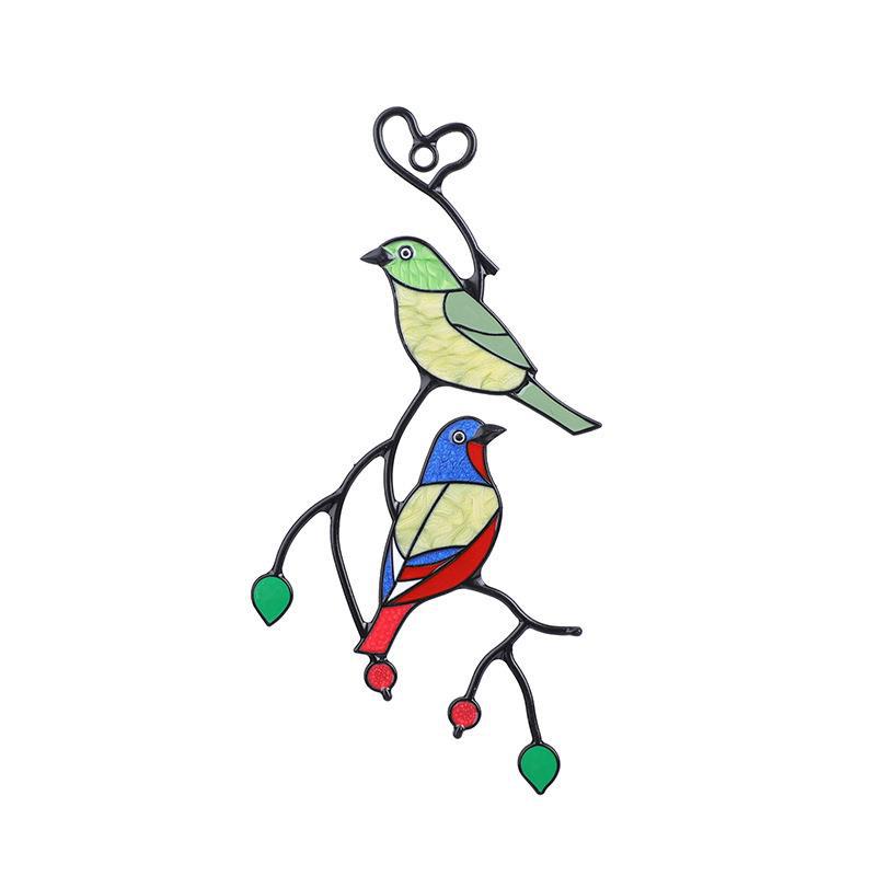 Pendant Mini Stained Bird Glass Window Hangings Acrylic Wall Hanging Colored Birds Decor Room Accessories Scandinavian Decor Mot
