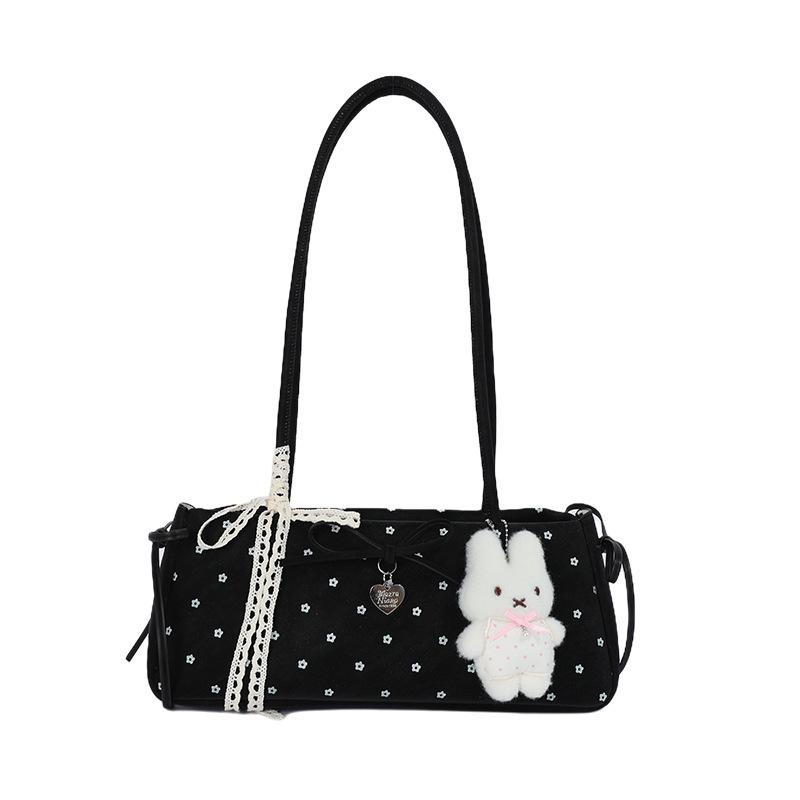 Korean Chic Bow Polka Dot Baguette Bag - Stylish Women's Shoulder & Handheld Bag