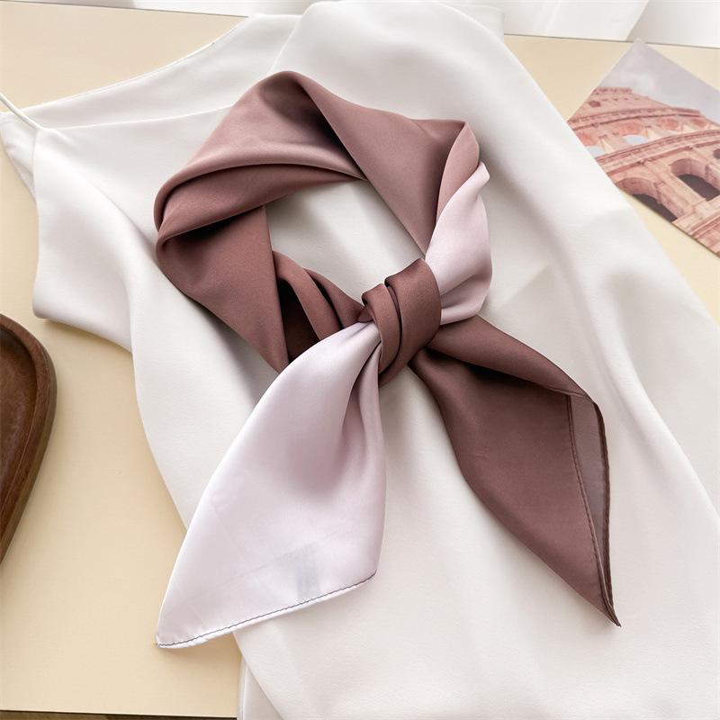 New Gradual Change Simulation Silk Printing Silk Scarf Small Square Scarf High Sense Shawl Sunscreen Neck Scarf Headscarf Women