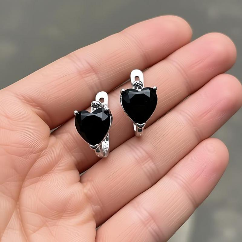 Black Awn Jewelry Black Jewelry Black Stone Hoop Earrings