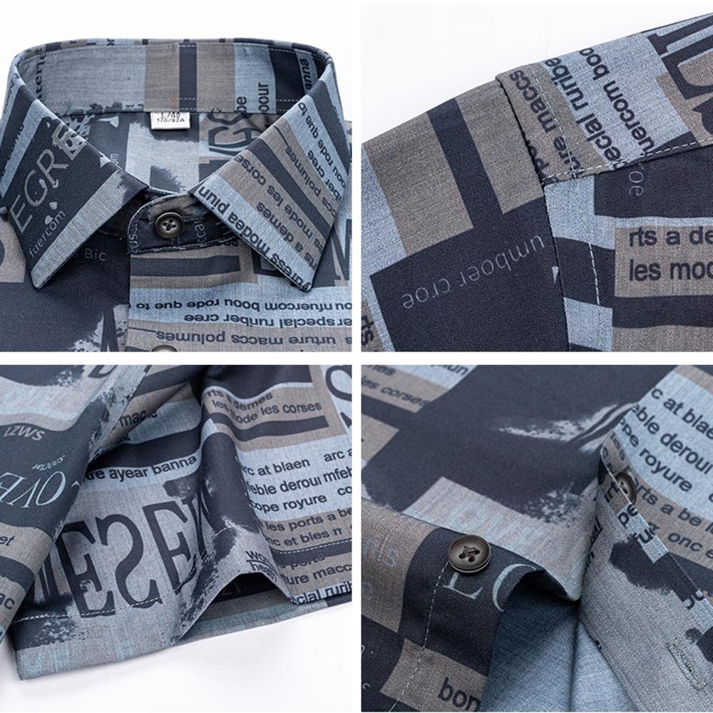 Men's Letter Print Spread Collar Short Sleeve Button-Up Shirt without Pocket, Stretchy Summer Casual Comfort Menswear Clothing