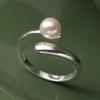 Finger Ring Natural Imitation Pearls Opening Adjustable Finger Band Silver Plated Women Ring Commuting Dating Jewelry Gift