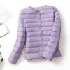 Down Jacket Women's Light and Thin Short Round Neck Long-sleeved Korean Version Large Size Slim V-neck Jacket