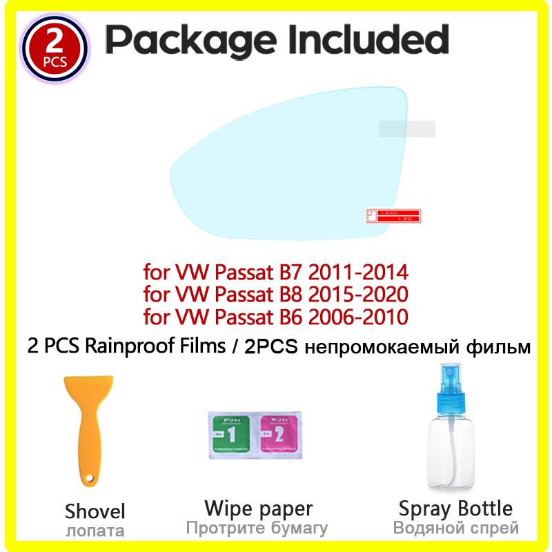 Pro Volkswagen VW Passat B6 B7 B8 Film na zpětné zrcátko HD Proti zamlžování Proti poškrábání Odolný proti dešti Samolepka na zrcátko do auta Příslušenství do auta