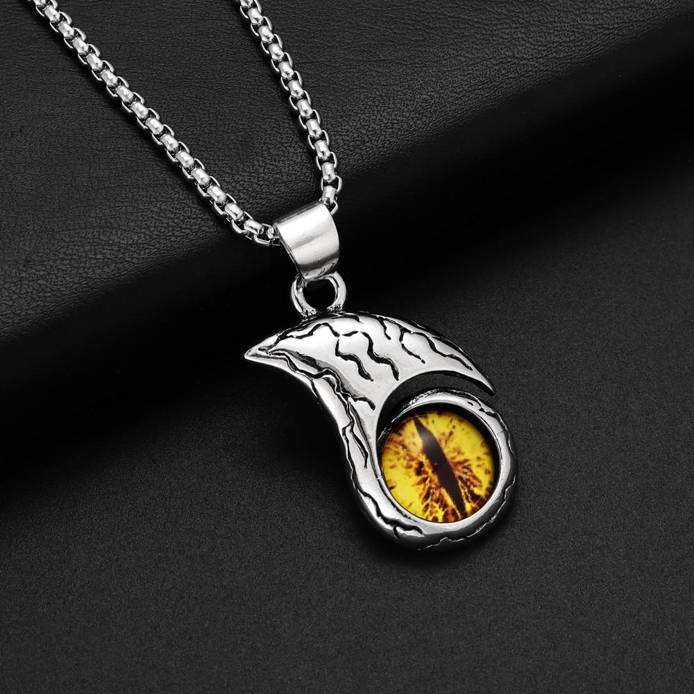 

Винтажное ожерелье в стиле панк с демоническими глазами в стиле викингов, популярная мужская подвеска, праздничный подарок на вечеринку, аксессуар жёлтый