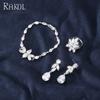 RAKOL SP237 Luxury Wedding Women Style Waterdrop Pendant Crystal CZ Zircon Necklace Jewelry Set