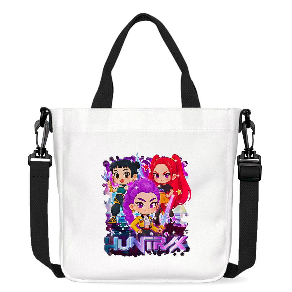 Kids Girls Kpop Hunters Derpy Rumi Zoey Mira Printed Student Lightweight Crossbody Bag Casual Canvas Shoulder Bags