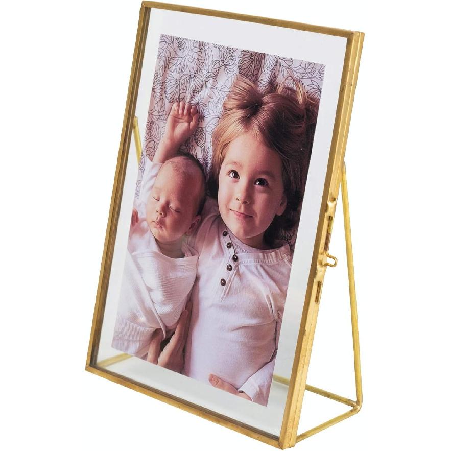 5x7 Gold Photo Frame Vintage Style Antique Gold Standing Picture Frames with Pressed Glass, Brass (5 x 7)