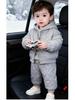 Children's Fleece-Lined Hoodie Set: Padded Vest, Cotton Pants, Baby Outerwear for Autumn & Winter