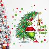 Yovkky Merry Christmas Wall Decals Stickers, Xmas Tree Max Dog 2026 New Year Bedroom Decor Home Kitchen Decorations, Winter Holiday Red Green Polka
