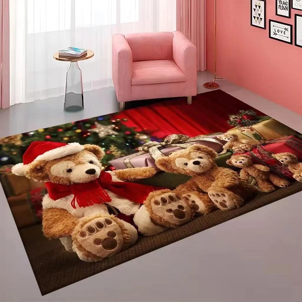 Merry Christmas Gifts Pattern Red Carpet Living Room Holiday Sofa Bedroom Study Kitchen Entrance Rug Non-slip Home Decor Mat